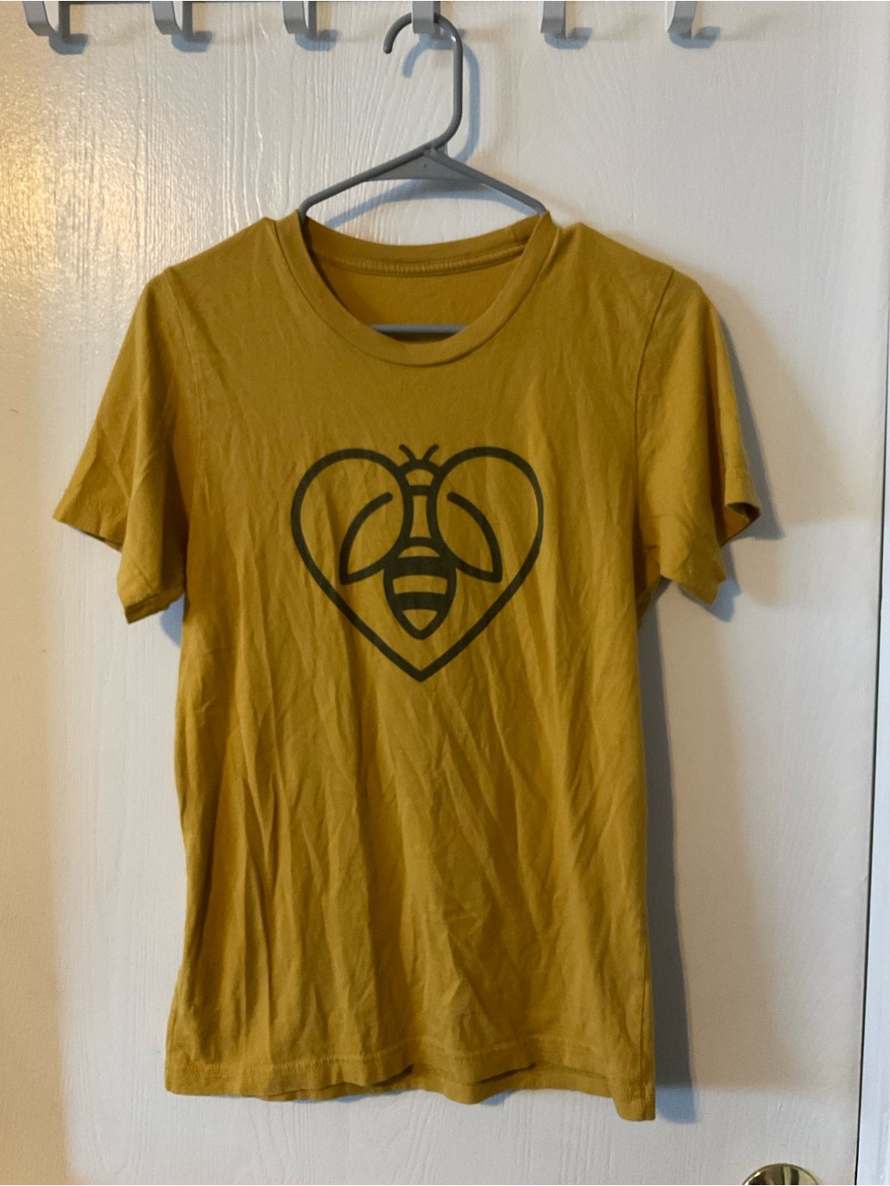 Bee Heart Icon - Lightweight 100% Cotton Unisex Crewneck - Mustard, Size Small